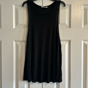 Double Zero Women’s Slightly Sheer Black Tank Top, Size L